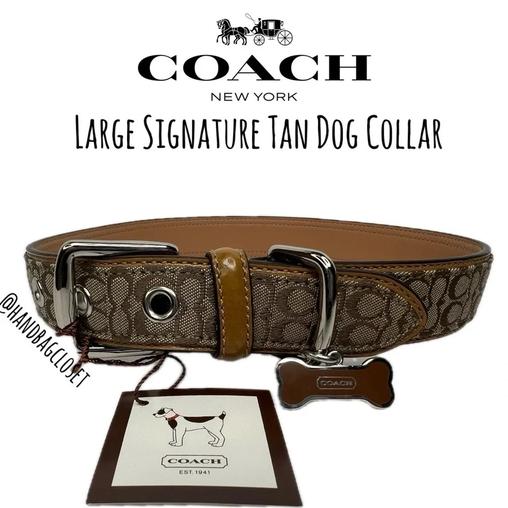 Coach Signature Leather Vintage Light Brown Tan Size Large 17-21” Dog Collar
